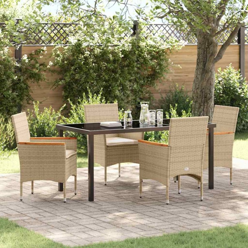 Ensemble de salle à manger pour jardin 5 pcs Beige polyrotin 563372563372