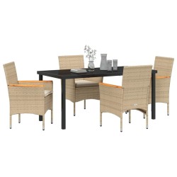 Ensemble de salle à manger pour jardin 5 pcs Beige polyrotin 563372563372
