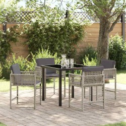 Ensemble de salle à manger pour jardin 5 pcs Gris clair 563374563374