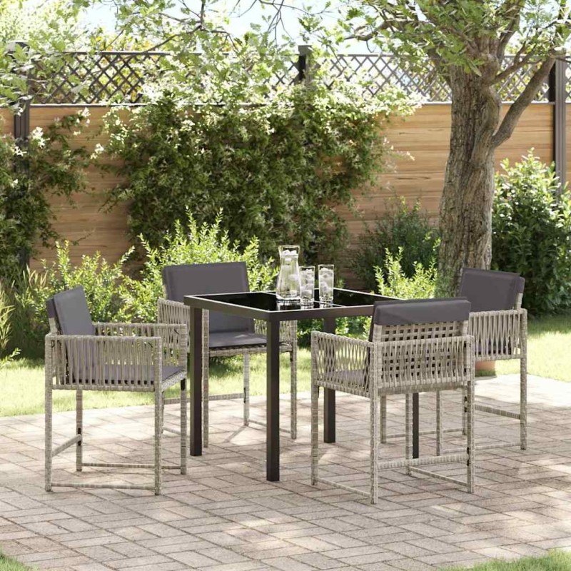 Ensemble de salle à manger pour jardin 5 pcs Gris clair 563374563374