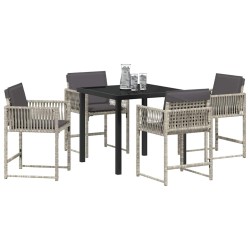 Ensemble de salle à manger pour jardin 5 pcs Gris clair 563374563374