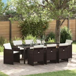Ensemble de salle à manger pour jardin 9 pcs Marron polyrotin 563375563375