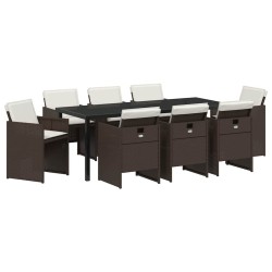 Ensemble de salle à manger pour jardin 9 pcs Marron polyrotin 563375563375