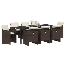 Ensemble de salle à manger pour jardin 9 pcs Marron polyrotin 563375563375