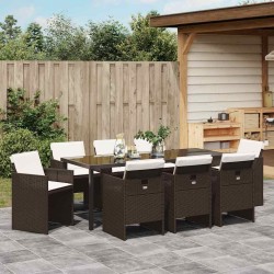 Ensemble de salle à manger pour jardin 9 pcs Marron polyrotin 563375563375