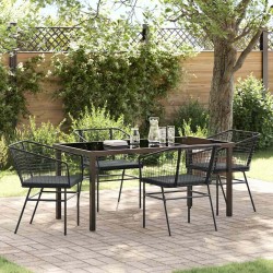 Ensemble de salle à manger pour jardin 5 pcs Noir polyrotin 563376563376
