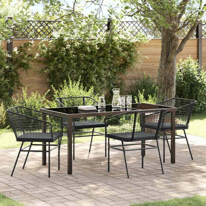 Ensemble de salle à manger pour jardin 5 pcs Noir polyrotin 563376563376