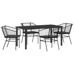 Ensemble de salle à manger pour jardin 5 pcs Noir polyrotin 563376563376