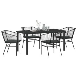 Ensemble de salle à manger pour jardin 5 pcs Noir polyrotin 563376563376