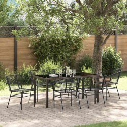 Ensemble de salle à manger pour jardin 7 pcs Noir polyrotin 563377563377