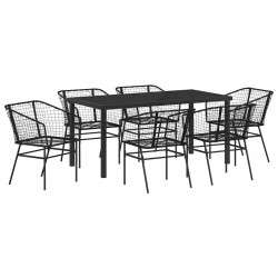 Ensemble de salle à manger pour jardin 7 pcs Noir polyrotin 563377563377