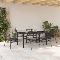 Ensemble de salle à manger pour jardin 7 pcs Noir polyrotin 563377563377