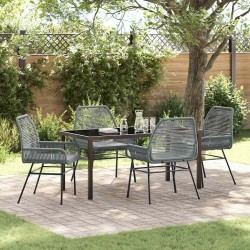 Ensemble de salle à manger pour jardin 5 pcs Gris polyrotin 563378563378