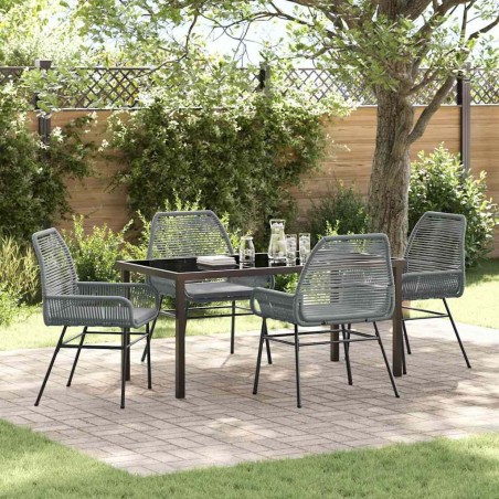 Ensemble de salle à manger pour jardin 5 pcs Gris polyrotin 563378563378