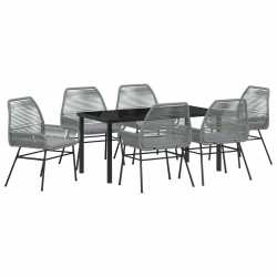 Ensemble de salle à manger pour jardin 7 pcs Gris polyrotin 563379563379