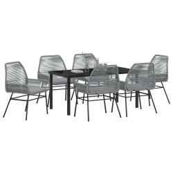 Ensemble de salle à manger pour jardin 7 pcs Gris polyrotin 563379563379