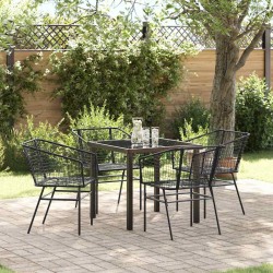 Ensemble de salle à manger pour jardin 5 pcs Noir polyrotin 563381563381