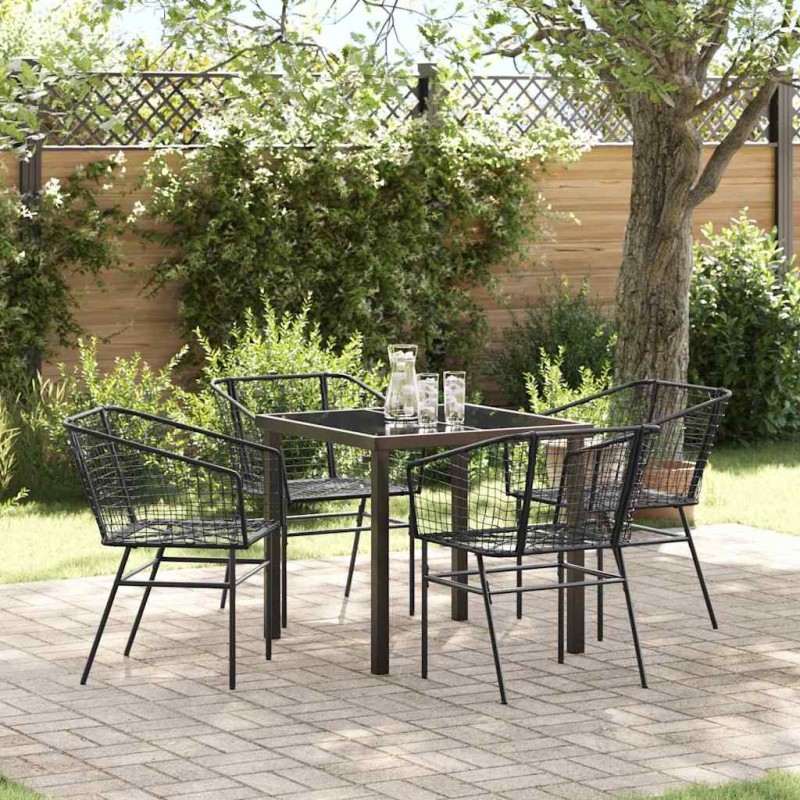 Ensemble de salle à manger pour jardin 5 pcs Noir polyrotin 563381563381