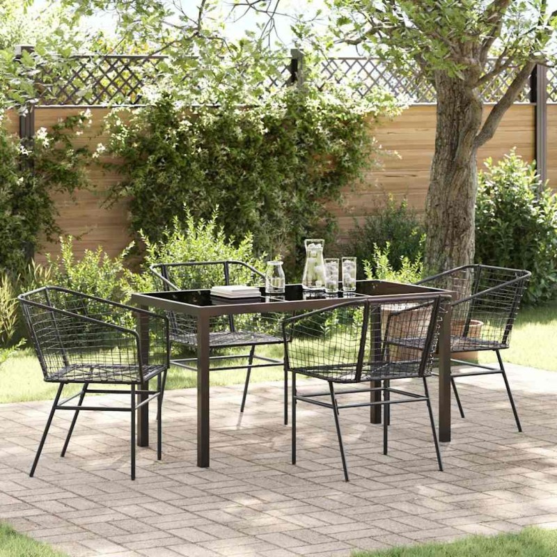 Ensemble de salle à manger pour jardin 5 pcs Noir polyrotin 563382563382