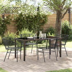 Ensemble de salle à manger pour jardin 5 pcs Noir polyrotin 563383563383