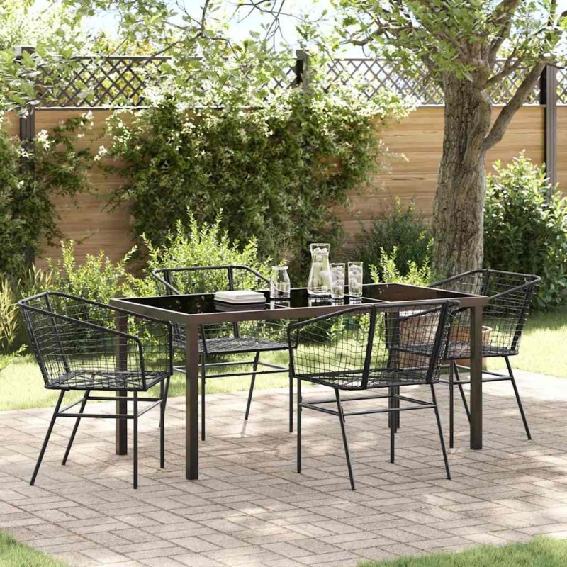 Ensemble de salle à manger pour jardin 5 pcs Noir polyrotin 563383563383
