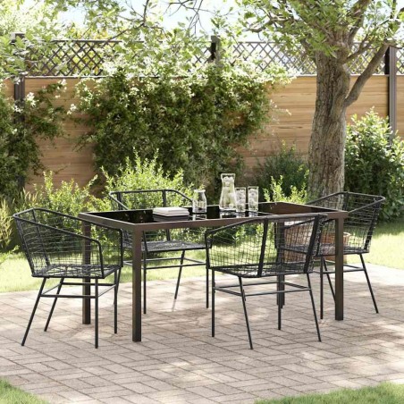 Ensemble de salle à manger pour jardin 5 pcs Noir polyrotin 563383563383