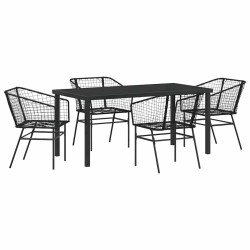 Ensemble de salle à manger pour jardin 5 pcs Noir polyrotin 563383563383