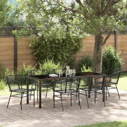 Ensemble de salle à manger pour jardin 7 pcs Noir polyrotin 563384563384