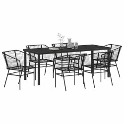 Ensemble de salle à manger pour jardin 7 pcs Noir polyrotin 563384563384
