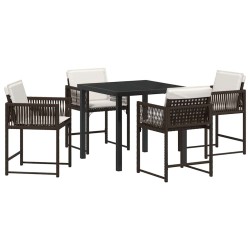 Ensemble de salle à manger pour jardin 5 pcs Marron polyrotin 563385563385