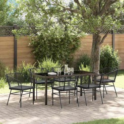 Ensemble de salle à manger pour jardin 7 pcs Noir polyrotin 563386563386