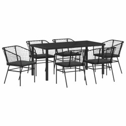 Ensemble de salle à manger pour jardin 7 pcs Noir polyrotin 563386563386