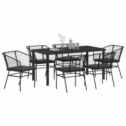 Ensemble de salle à manger pour jardin 7 pcs Noir polyrotin 563386563386
