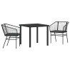 Ensemble de salle à manger pour jardin 3 pcs Noir polyrotin 563388563388