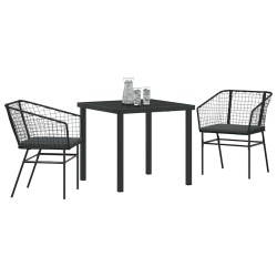 Ensemble de salle à manger pour jardin 3 pcs Noir polyrotin 563388563388
