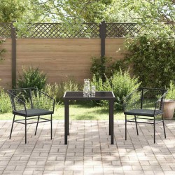 Ensemble de salle à manger pour jardin 3 pcs Noir polyrotin 563388563388