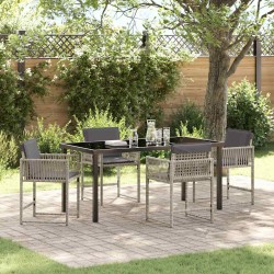 Ensemble de salle à manger pour jardin 5 pcs Gris clair 563389563389