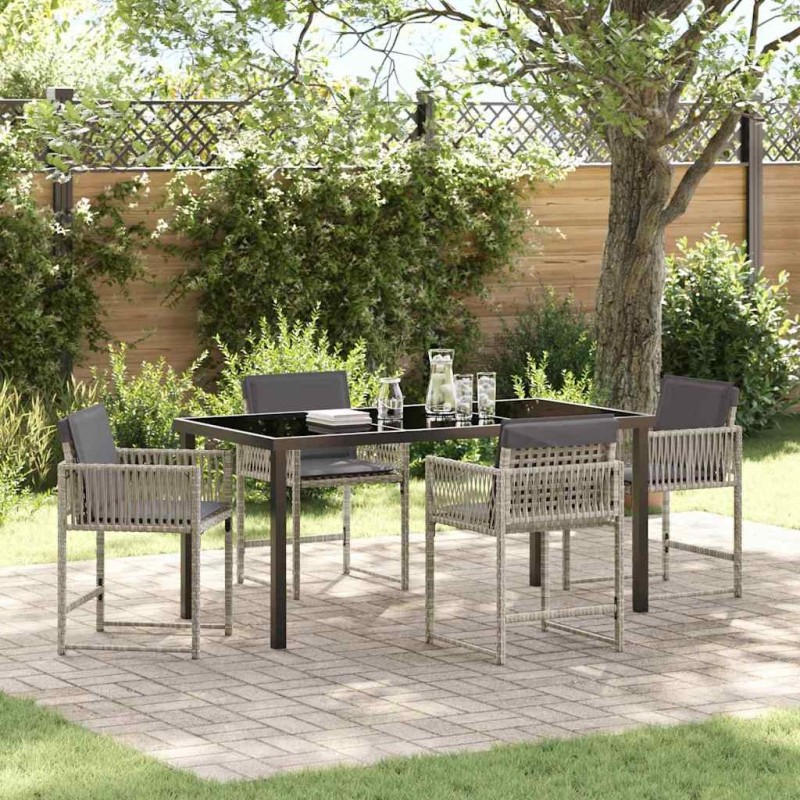 Ensemble de salle à manger pour jardin 5 pcs Gris clair 563389563389