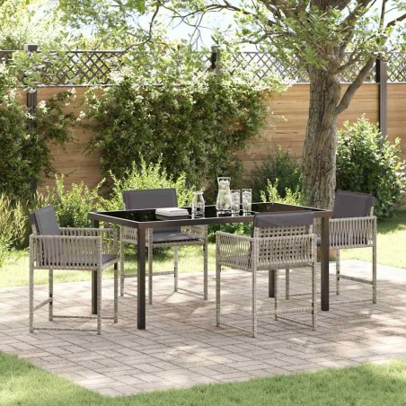 Ensemble de salle à manger pour jardin 5 pcs Gris clair 563389563389