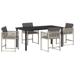 Ensemble de salle à manger pour jardin 5 pcs Gris clair 563389563389