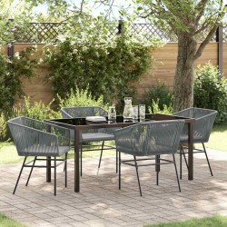 Ensemble de salle à manger pour jardin avec coussin 5 pcs Gris 563390563390