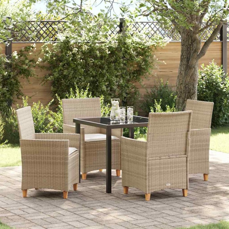 Ensemble de salle à manger pour jardin 5 pcs Beige polyrotin 563391563391