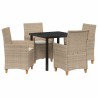 Ensemble de salle à manger pour jardin 5 pcs Beige polyrotin 563391563391