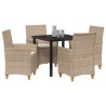 Ensemble de salle à manger pour jardin 5 pcs Beige polyrotin 563391563391