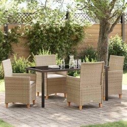 Ensemble de salle à manger pour jardin 5 pcs Beige polyrotin 563392563392