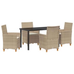Ensemble de salle à manger pour jardin 5 pcs Beige polyrotin 563392563392