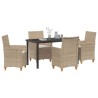 Ensemble de salle à manger pour jardin 5 pcs Beige polyrotin 563392563392