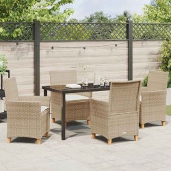 Ensemble de salle à manger pour jardin 5 pcs Beige polyrotin 563392563392