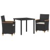 Ensemble de salle à manger pour jardin 3 pcs Noir polyrotin 563393563393