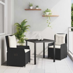 Ensemble de salle à manger pour jardin 3 pcs Noir polyrotin 563394563394